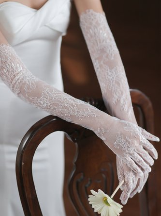 Floral Urban LaceBridal Ethereal Floral Lace Tulle Tassel Gloves