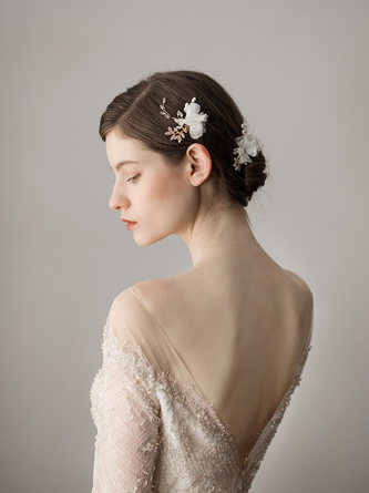 Super Fairy like Flower Pearl Diamond Bridal Hairpin Wedding Dress Updo Hair Accessory