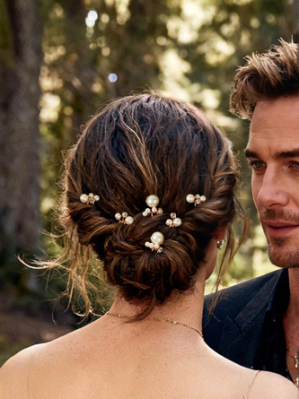 Simple Pearl Rhinestone Hairpins Brides Perfect Wedding Banquets Braided Hair Accessories U shaped Hair Forks