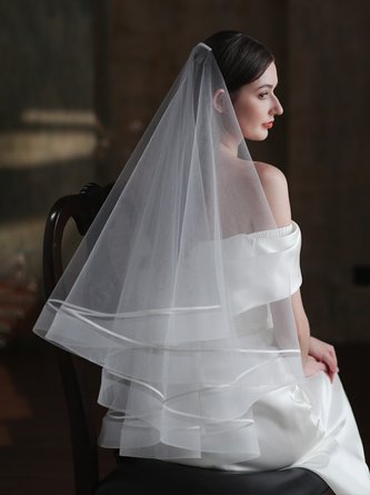 Double layer Elastic Mesh Edge Hair Comb Bridal Veil