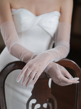 Elegant Sparkling Rhinestone Gloves Brides Super Fairy like Wedding Evening Mesh Long Gloves