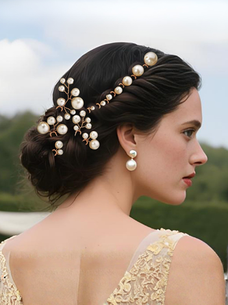 Bridal U shaped Hairpin Set Updo Braiding Hairpins 12 piece Handmade Pearl Hairpin Set U shaped Fork