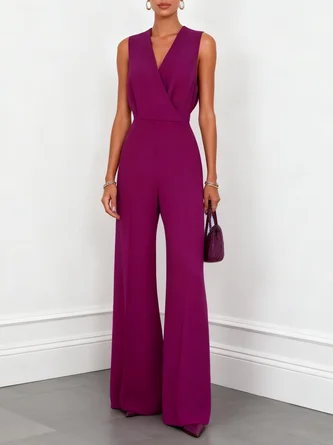 V Neck Sleeveless Dressy Jumpsuit