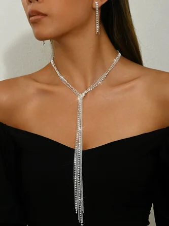 Elegant Plain Necklace Earring Set