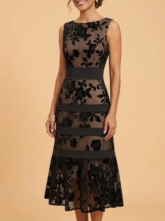 Elegant Floral Lace Midi Dress Mother Bride or Groom