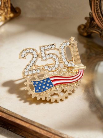 USA 250th Anniversary Commemorative Brooch – Semiquincentennial Patriotic Alloy Flag Pin Rhinestones