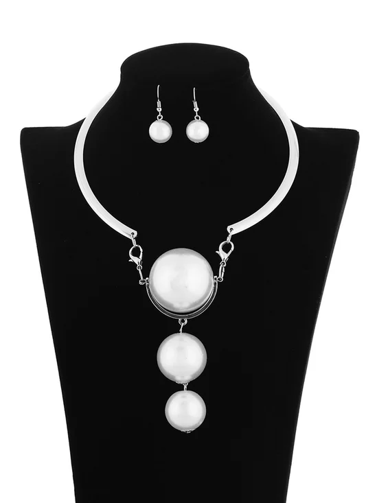 Exaggerated Imitation Pearl Party Jewelry Set