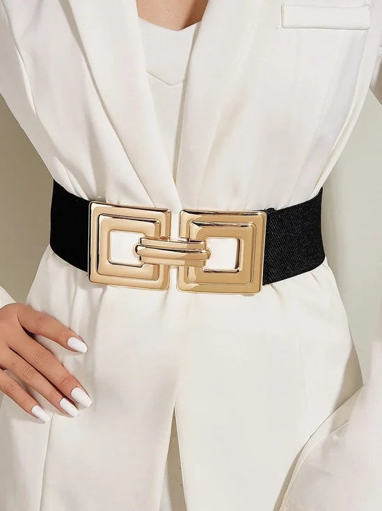 Geometric Golden Hollow Out Metal Buckle Stretch Girdle