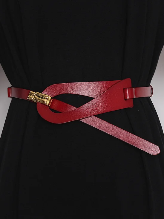 Irregular Hollow Out Split Leather Belt