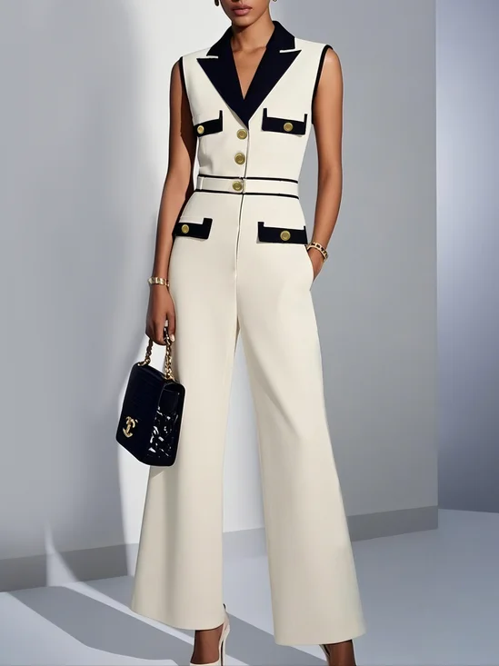 Off White Piping Regular Fit Urban Shawl Collar Jumpsuit 