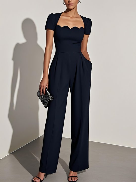 Black Urban Regular Fit Plain Jumpsuit