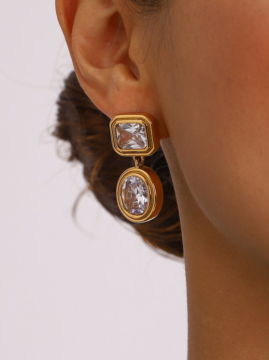 Zircon High-end Light Luxury Titanium Steel Earrings