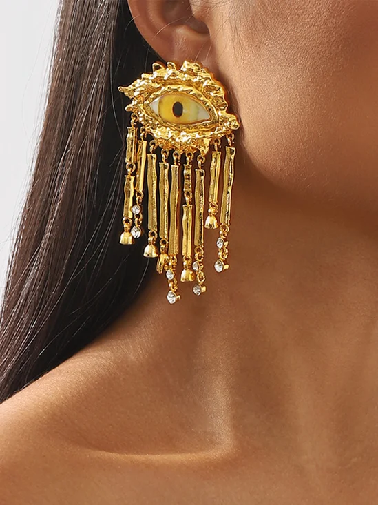 Exaggerated Devil Eye Tassel Earrings