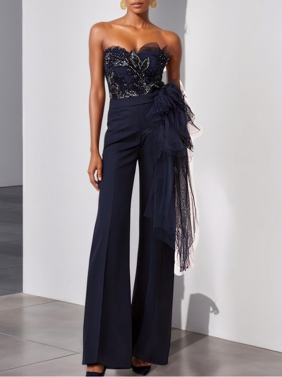 Embroidery Strapless Regular Fit Urban Jumpsuit