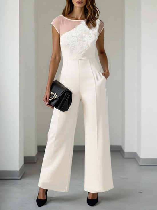 Boat Neck Floral Morden Raglan Sleeves Regular Fit Jumpsuit