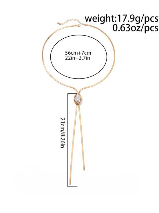 Y-shaped Metallic Pearl Clavicle Chain