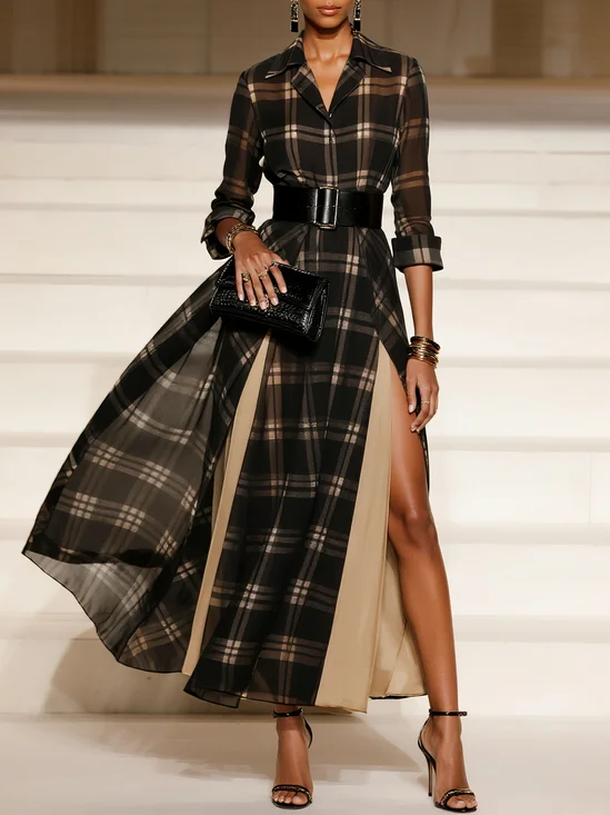 Black Shirt Dress V Neck Sleeveless A-Line Maxi Dress