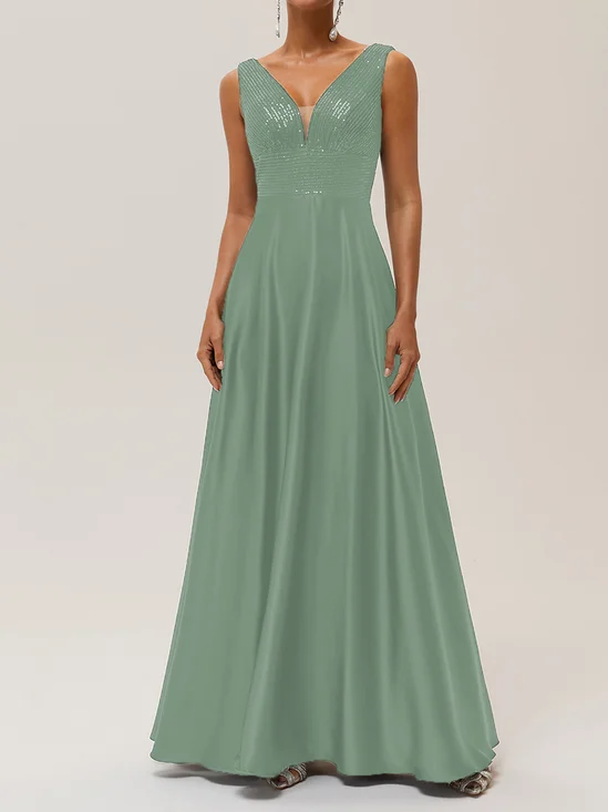 Purplish Blue Sequin A-Line Gown Satin Mother of the Bride or Groom Dress