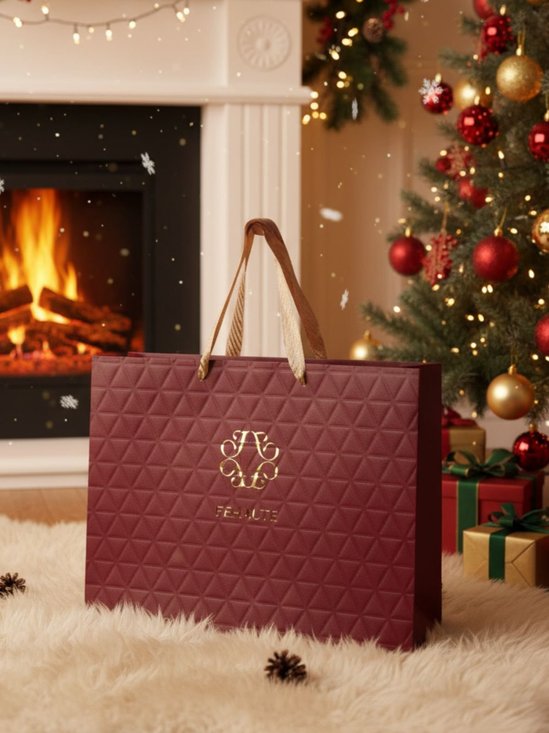 Gift Bag Fehaute Burgundy Paper Bag with Handles
