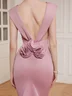 Pink 3D Floral V Neck Sleeveless Sheath Midi Dress