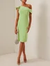 Green One-Shoulder Knee-Length Dress