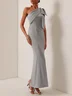 One Shoulder Sleeveless Maxi Cocktail Dress