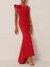 Red Asymmetrical Sleeveless Sheath Maxi Dress