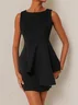 Black Ruffled Sleeveless Sheath Mini Dress