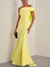 Yellow Ruched One Shoulder Maxi Dress