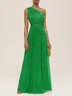 Green One Shoulder Sleeveless A-Line Maxi Dress