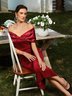 Wine Red Off The Shoulder Velvet Sheath Maxi Dress