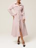 Pink Tweed Buckle Shawl Collar Long Sleeve A-Line Blazer Midi Dress