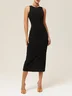 Black Classic Crew Neck Sleeveless Sheath Maxi Dress