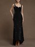 Black Velvet Spaghetti Sleeveless A-Line Gown