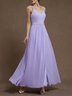 Purple Chiffon Spaghetti Gallus A-Line Gown Dress