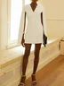 White Blazer V Neck Long Sleeve A-Line Mini Dress