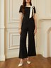 Black Boat Neck Bow Regular Fit Urban Jumpsuit