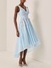 Light Blue Lace Asymmetric Chiffon V Neck Sleeveless A-Line Maxi Dress