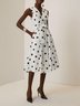 White Bow Classic V Neck Sleeveless A-Line Midi Dress