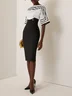 Black Buckle Classic Boat Neck Half Sleeve Sheath Midi Dress