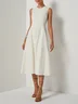 Apricot Cotton Crew Neck Sleeveless A-Line Midi Dress