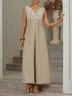 Women Apricot V Neck Sleeveless Morden Jumpsuit