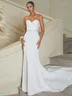 White Beaded Bridal/Wedding Dress Strapless Sleeveless A-Line Gown Dress
