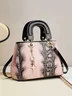 Snakeskin Embossed Meteor Metal Tassel Large-capacity Clutch Bag with Cross-body Strap