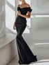 Black Ruched Off The Shoulder Maxi Dress