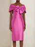 Rose Red Bow Off The Shoulder Sheath Midi Dress