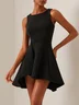 Black Crew Neck Sleeveless A-line Mini Dress