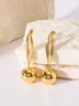Copper Golden circle metal ball geometric simple texture earrings Jewelry