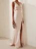 Pink Apricot Sleeveless Plain Regular Fit Urban Irregular Craftsmanship Maxi Dress For Women