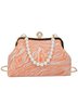 Elegant Imitation Pearl Beaded Handbag Clutch Bag with Detachable Crossbody Strap